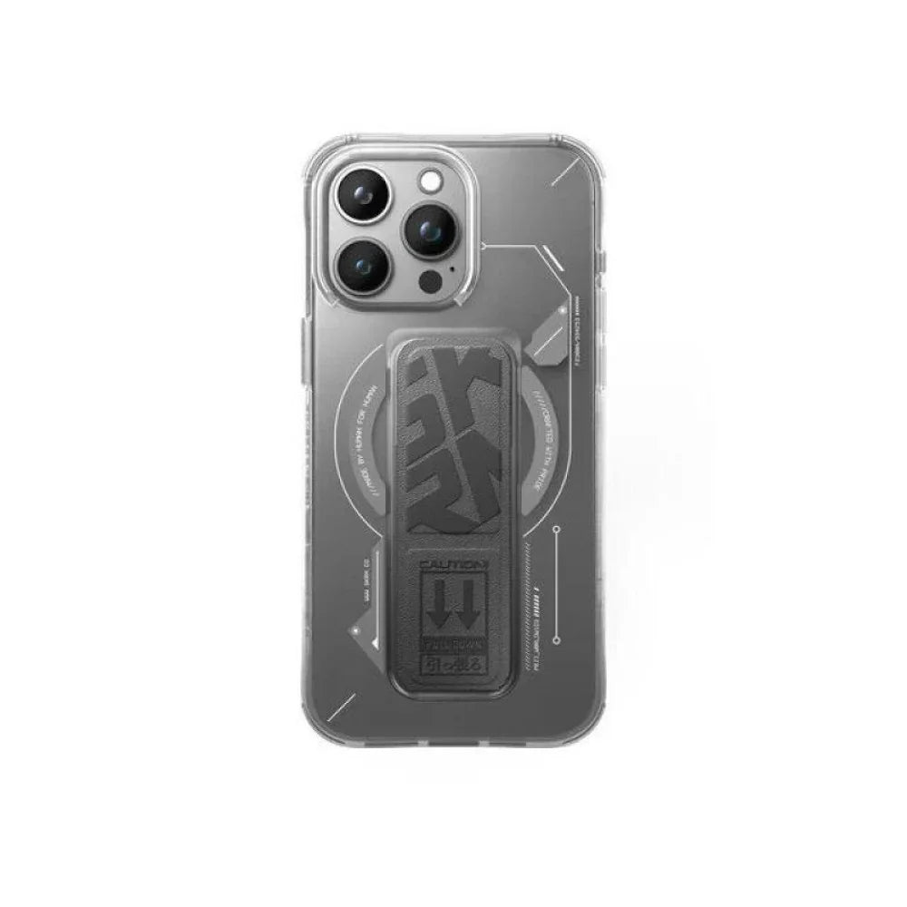 Skinarma iPhone 15 Pro Helio Magsafe Grip-Stand Cover - Grey - Tashqila Skinarma iPhone 15 Pro Helio Magsafe Grip-Stand Cover - Grey - Tashqila
